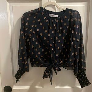 Ali and Jay blue and gold blouse and skirt set size XS